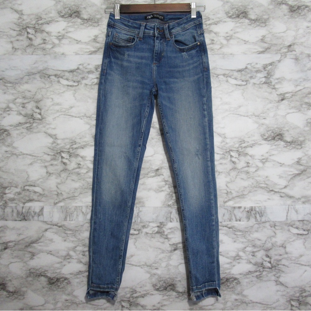 Zara Step Hem Skinny Denim Jeans Size 2